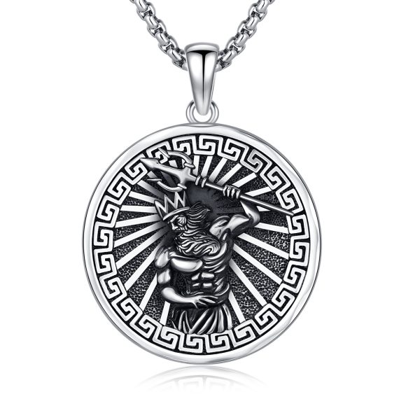 925 sterling silvery poseidon necklace trident necklace greek god pendant greek mythology jewelry for men