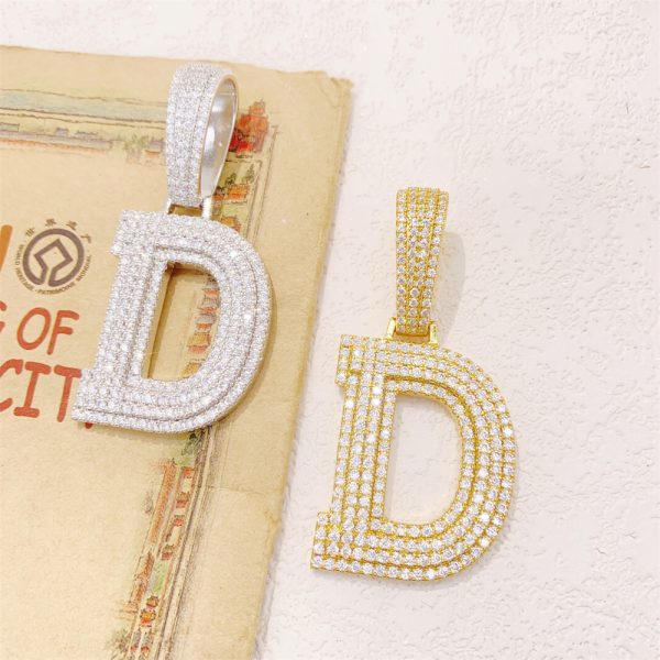 hot deal 26 letter pendant s925 925 silver full set moissanite can be worn through tennis chains