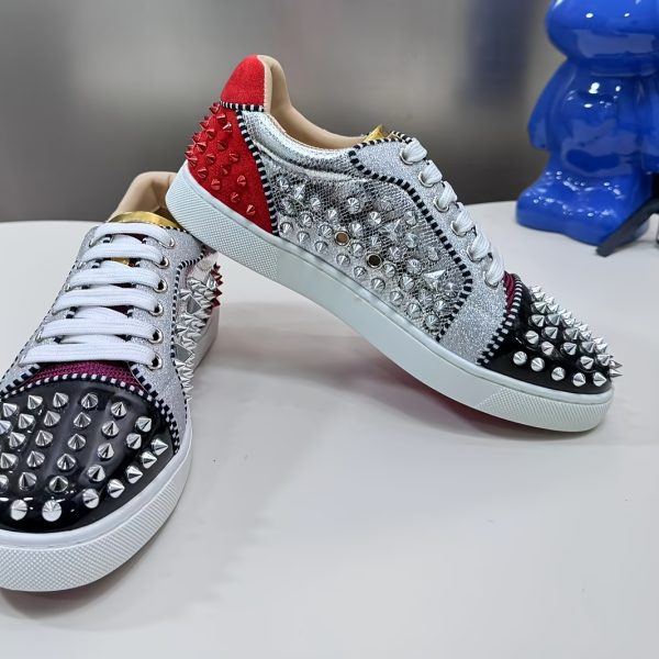 cool studs sneakers super cool studs sneakers, european trendy red sole shoes for couples | street style men's and ladies' shoes, party fashion matching shoes, essential trendy dance shoes, color block style stud shoes for campus trend