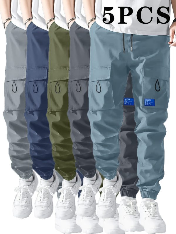 5pcs men's casual sports drawstring pants 5pcs