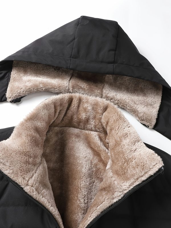 men's insulated parka warm winter men's insulated hooded parka jacket | faux fur trim, adjustable straps & zipper pockets | black, winter coat
