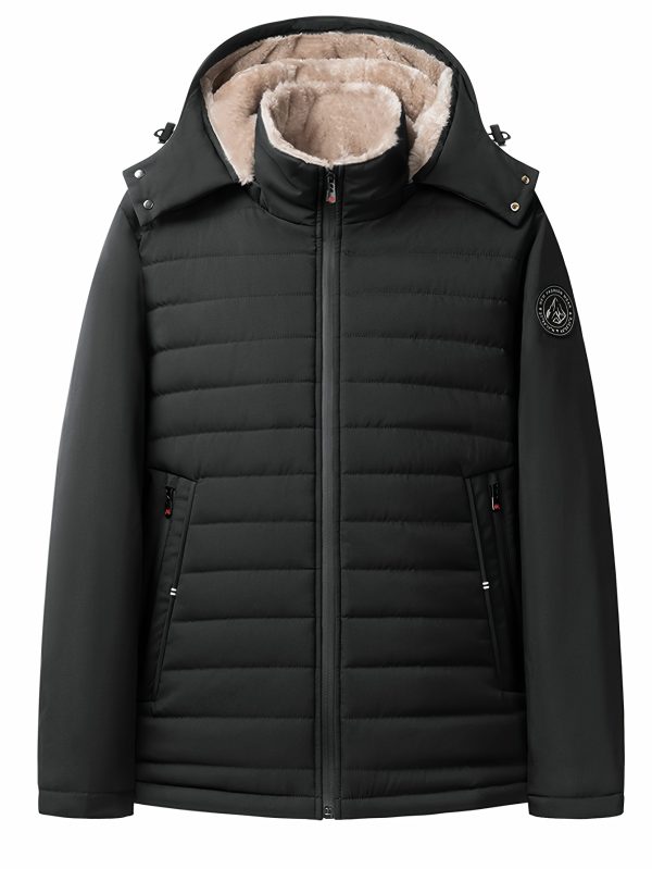 men's insulated parka warm winter men's insulated hooded parka jacket | faux fur trim, adjustable straps & zipper pockets | black, winter coat
