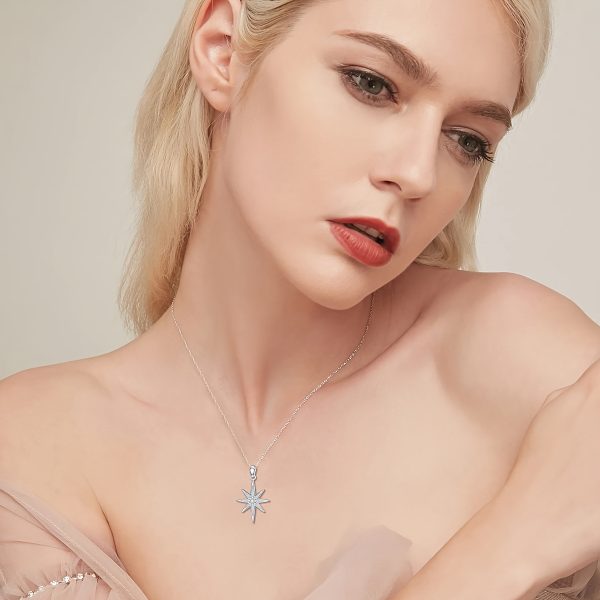 lab grown lab created diamond north star necklace 925 sterling silver for women