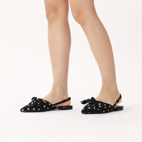 women's bow fashion sandals, with a unique pointy flat polka dot design, suitable for parties, vacations and other places
